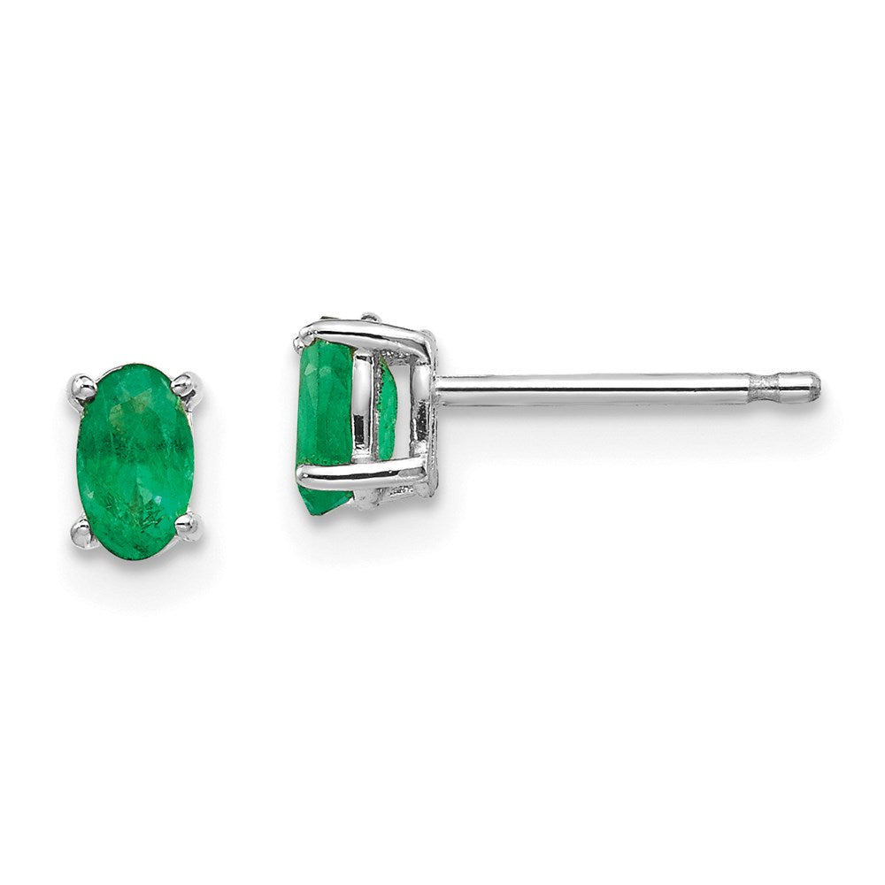 14k White Gold Emerald Earrings