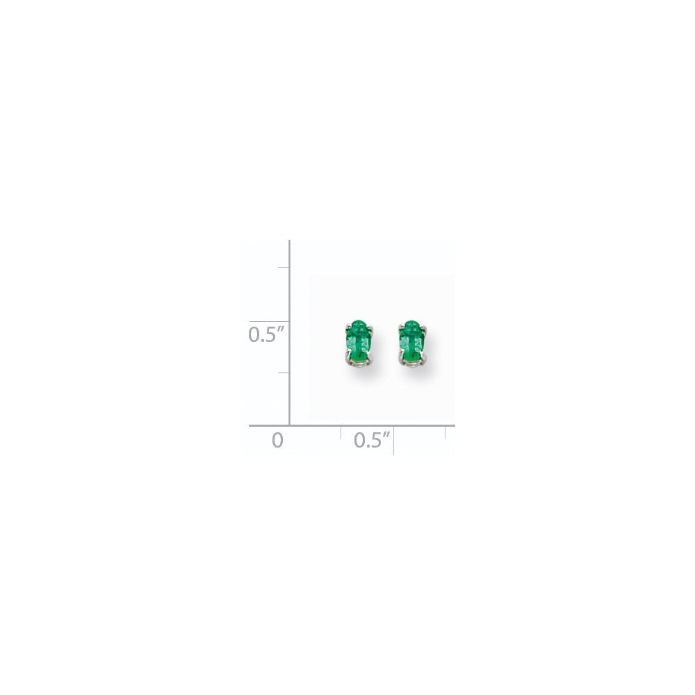 14k White Gold Emerald Earrings