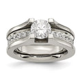 Titanium & Sterling Silver CZ Ring | TB376
