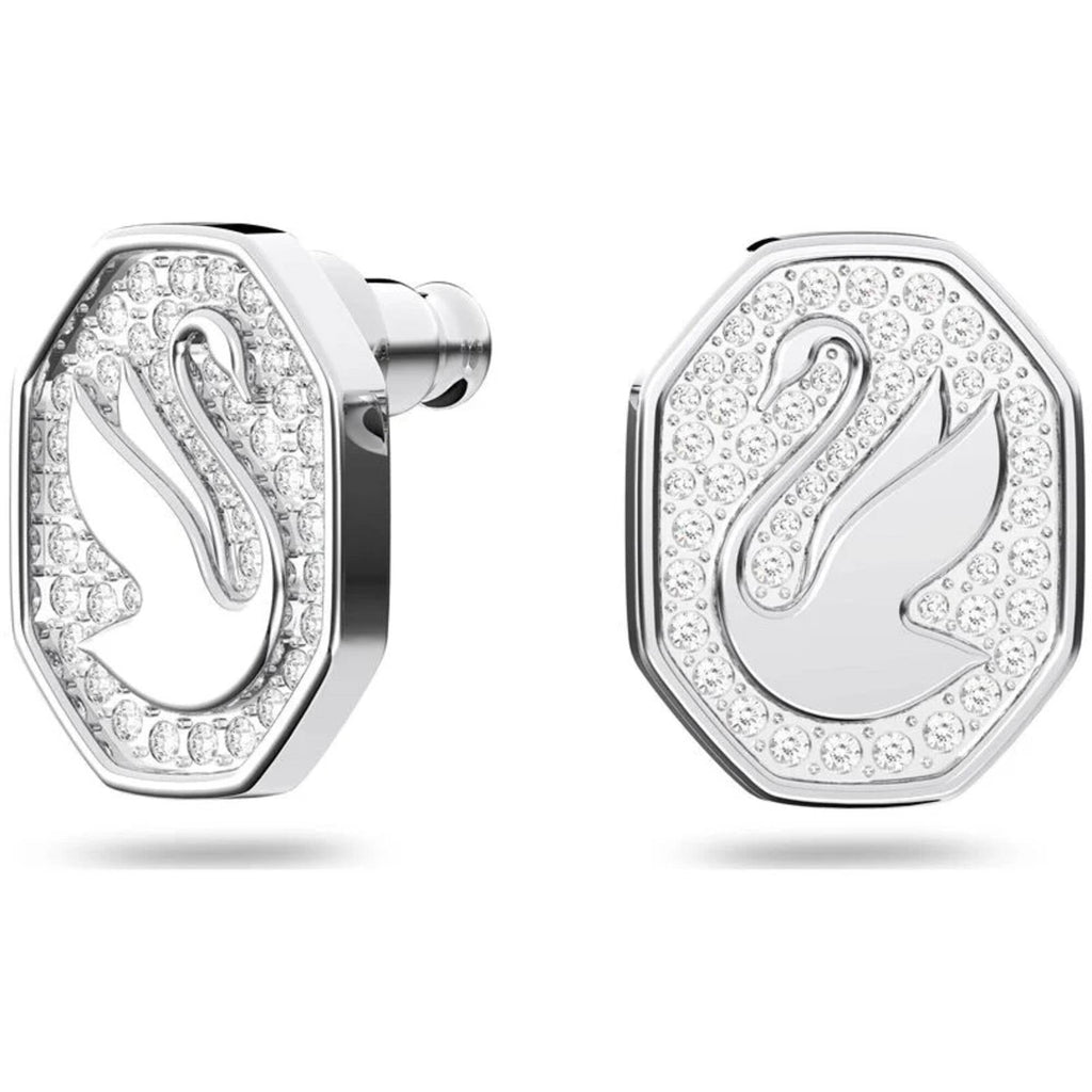 Swarovski Women's Stud Earrings - Signum Swan Rhodium Plated White Crystal | 5621097