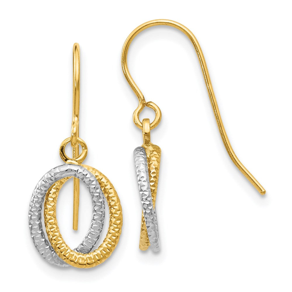 14k Two-tone Fancy Dangle Earrings
