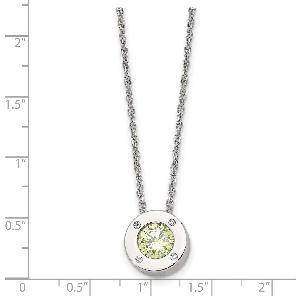 Stainless Steel Polished CZ August Birthstone Necklace
