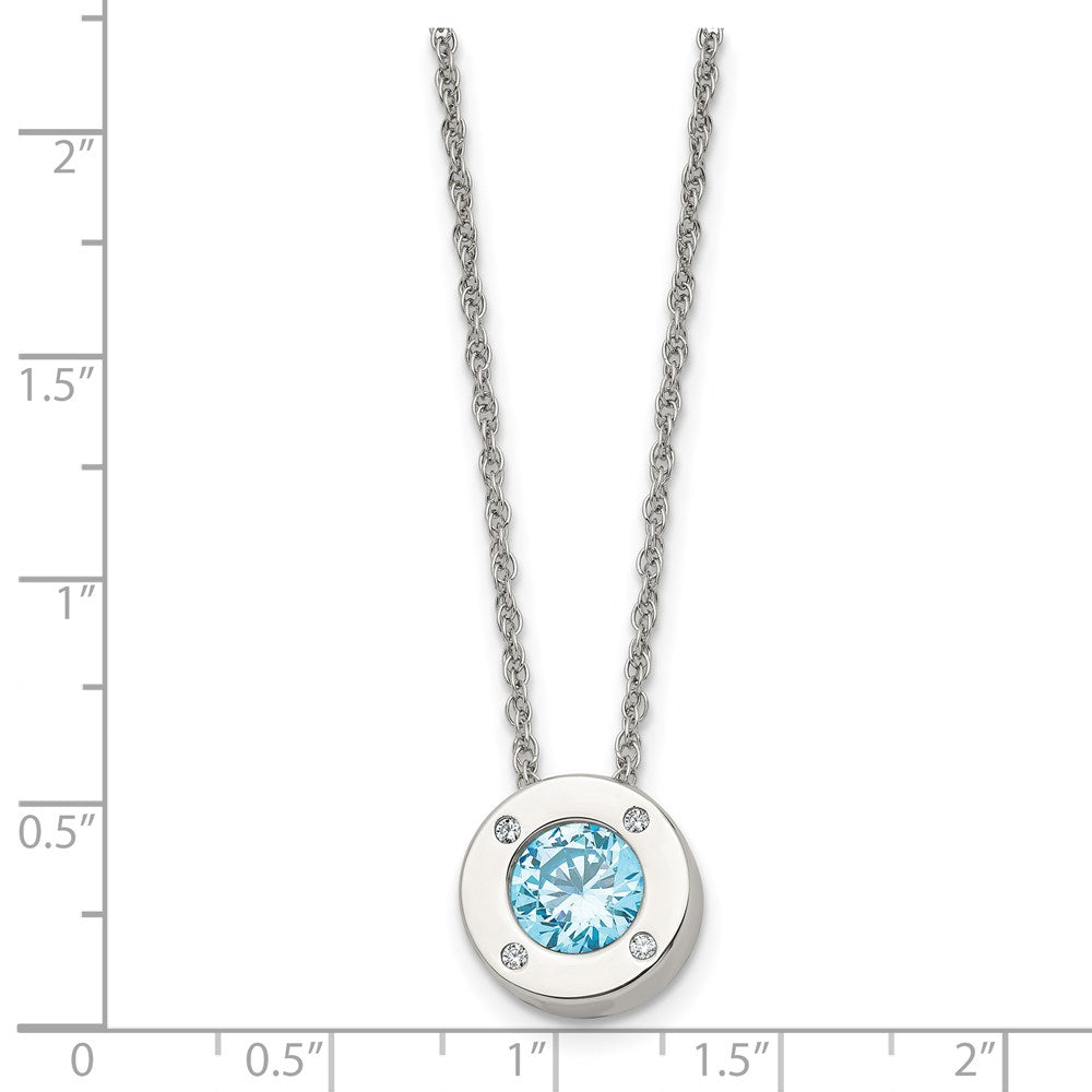 Stainless Steel Polished CZ December Birthstone Necklace