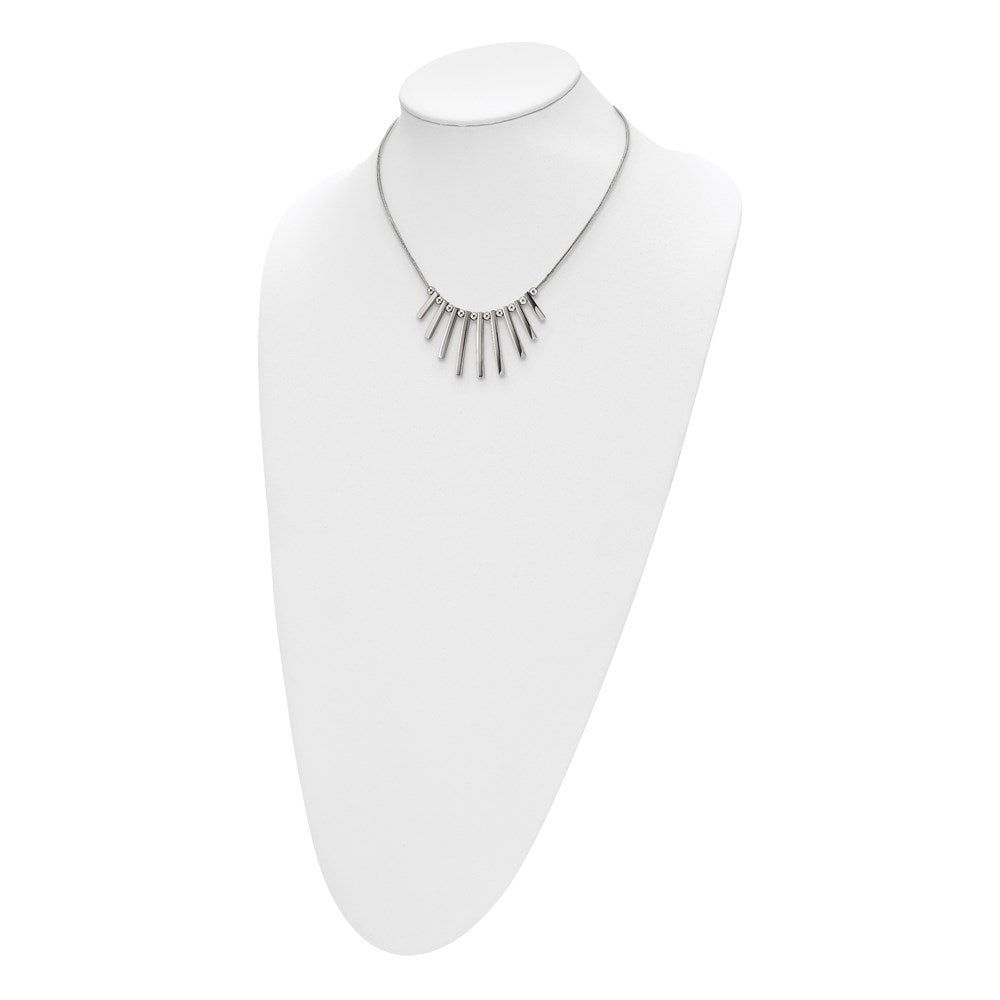 Stainless Steel Polished Bars and Beads 15.75in w/1in. Ext Necklace