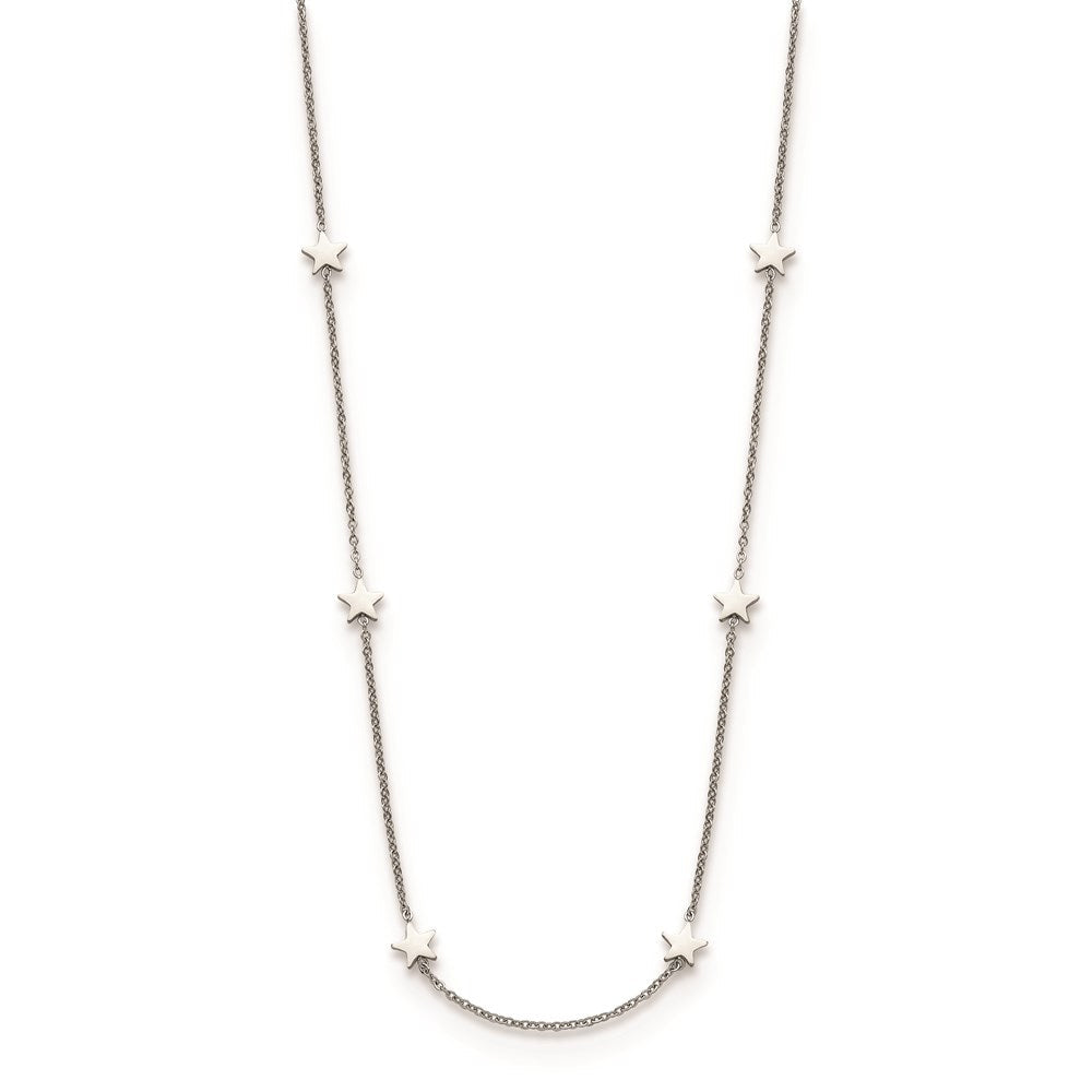 Stainless Steel Polished Stars 35 inch Necklace