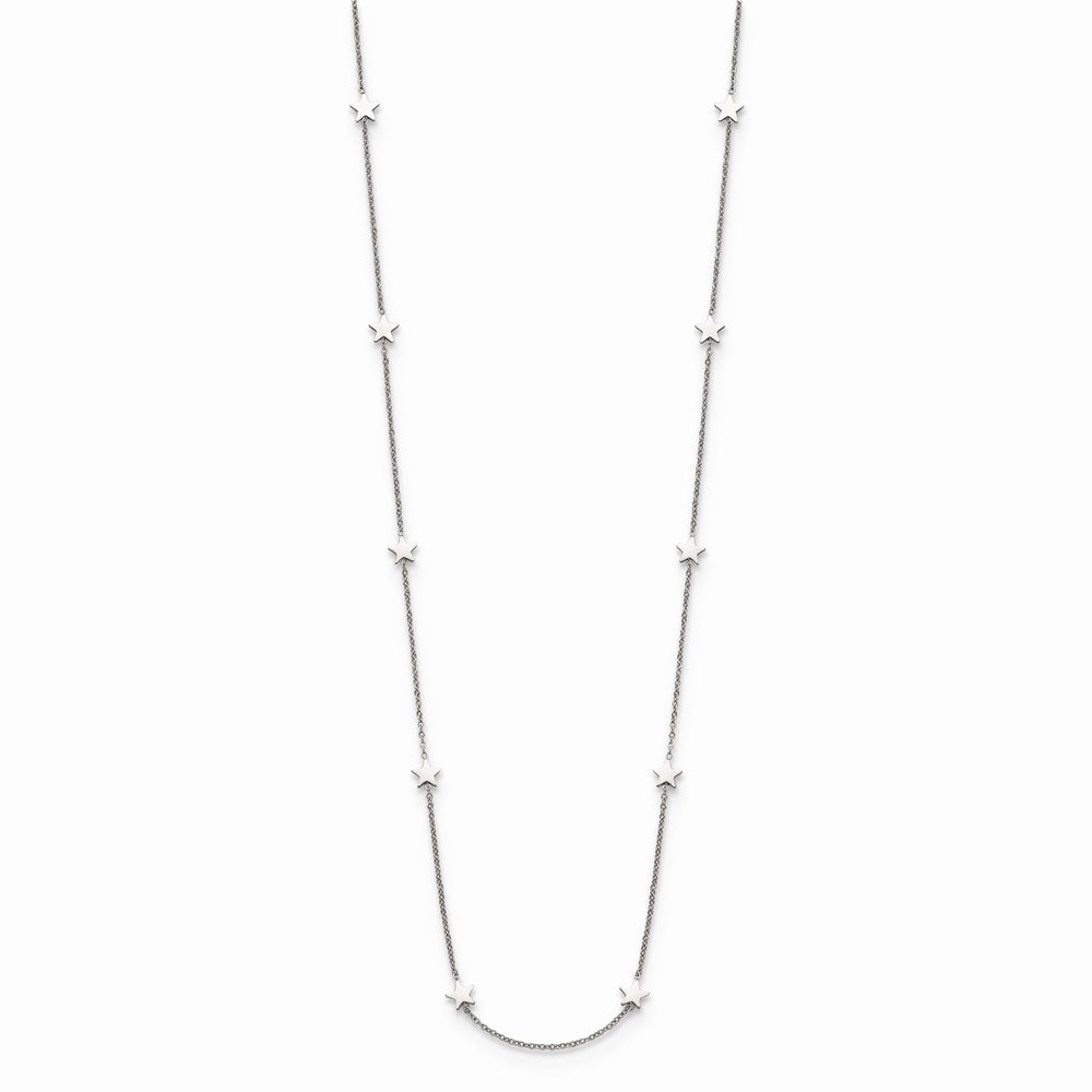 Stainless Steel Polished Stars 35 inch Necklace