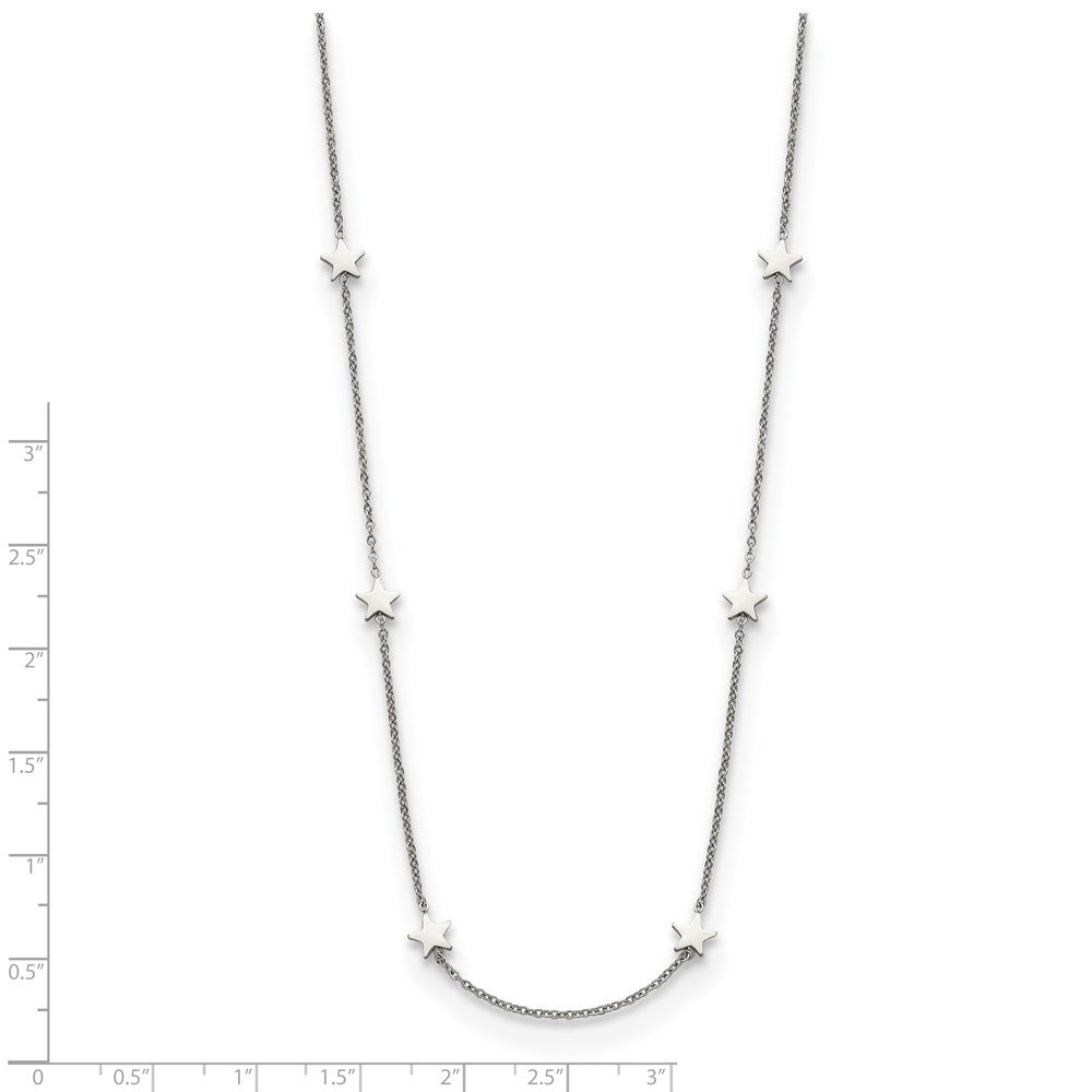 Stainless Steel Polished Stars 35 inch Necklace