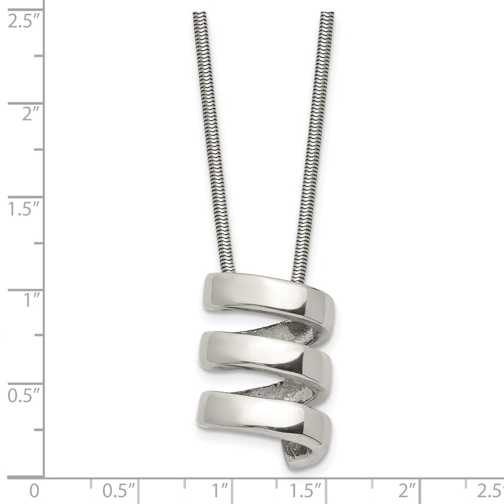 Stainless Steel Fancy Twist Pendant 18in Necklace