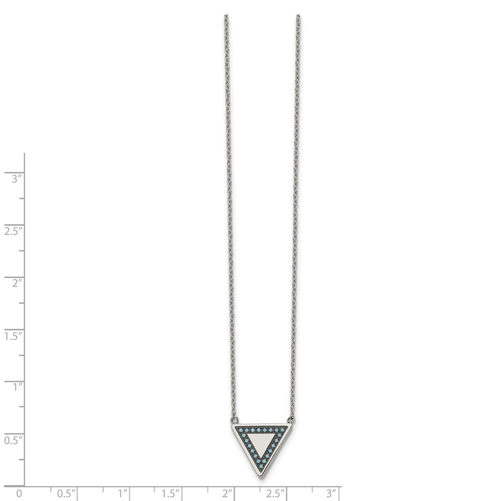 Stainless Steel Polished w/Reconstructed Turquoise w/2in ext. Necklace
