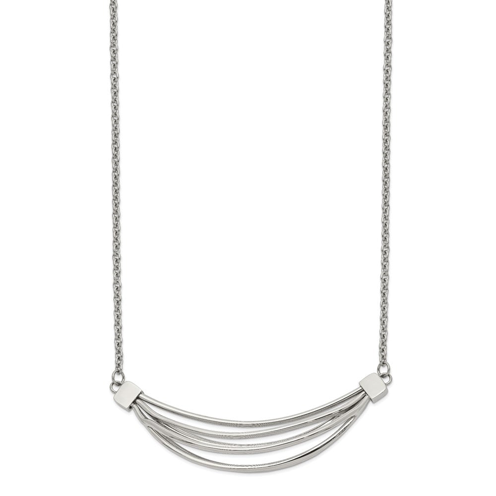 Stainless Steel Polished 3D Curved Bars 20in w/2in ext. Necklace