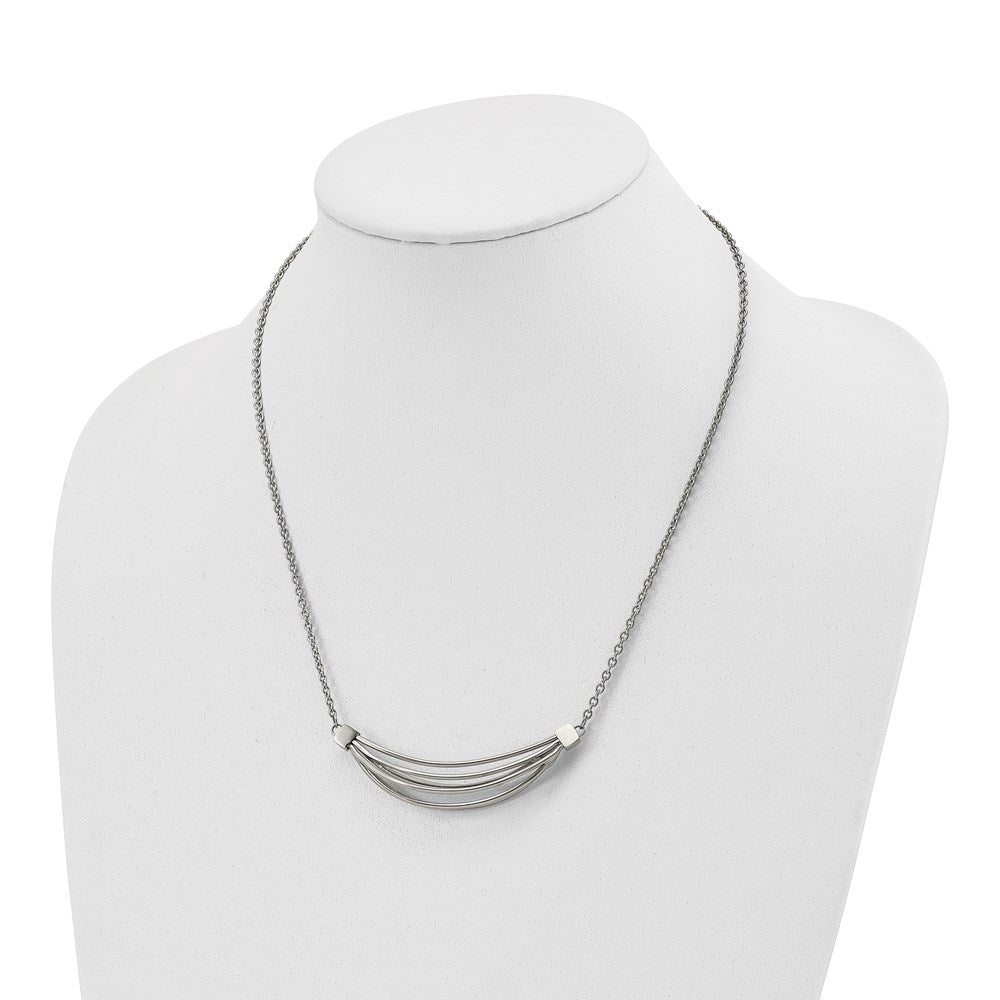 Stainless Steel Polished 3D Curved Bars 20in w/2in ext. Necklace