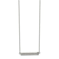 Stainless Steel Polished with CZ Bar 18in with 1in ext. Necklace