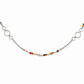 Stainless Steel Polished with Multi-colored Agate 35.5in Necklace