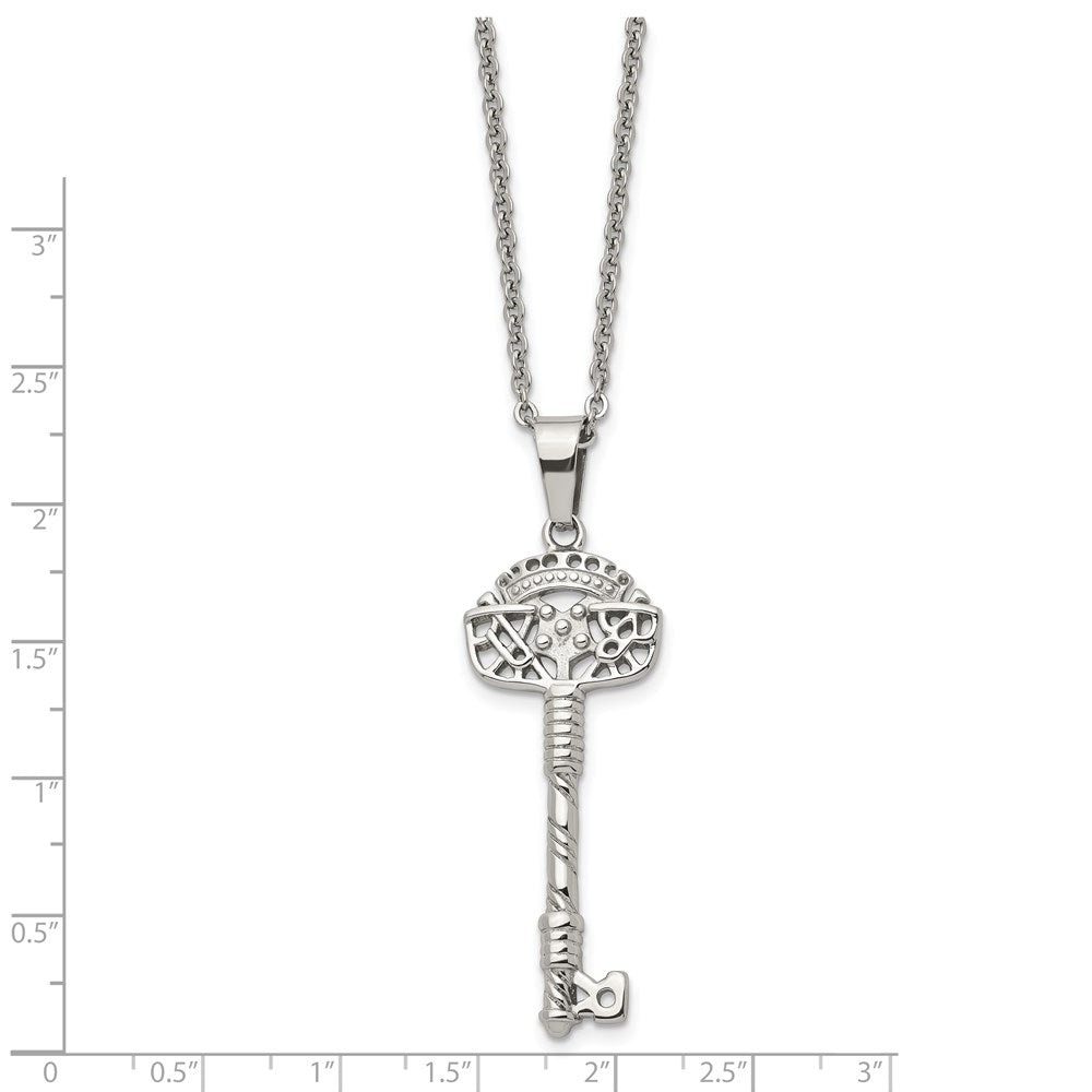 Stainless Steel Fancy Key Pendant Necklace