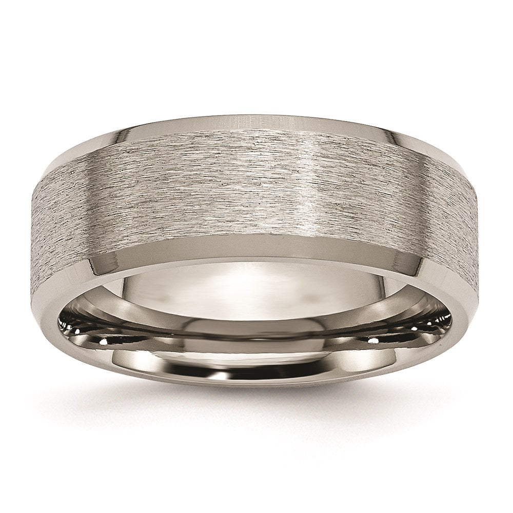Titanium Beveled Edge 8mm Satin and Brushed Band | TB13