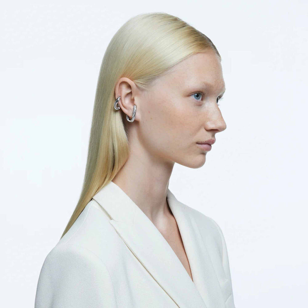 Swarovski Women's Ear Cuff - Dextera Rhodium Plated Asymmetrical, Set of 2 | 5618303