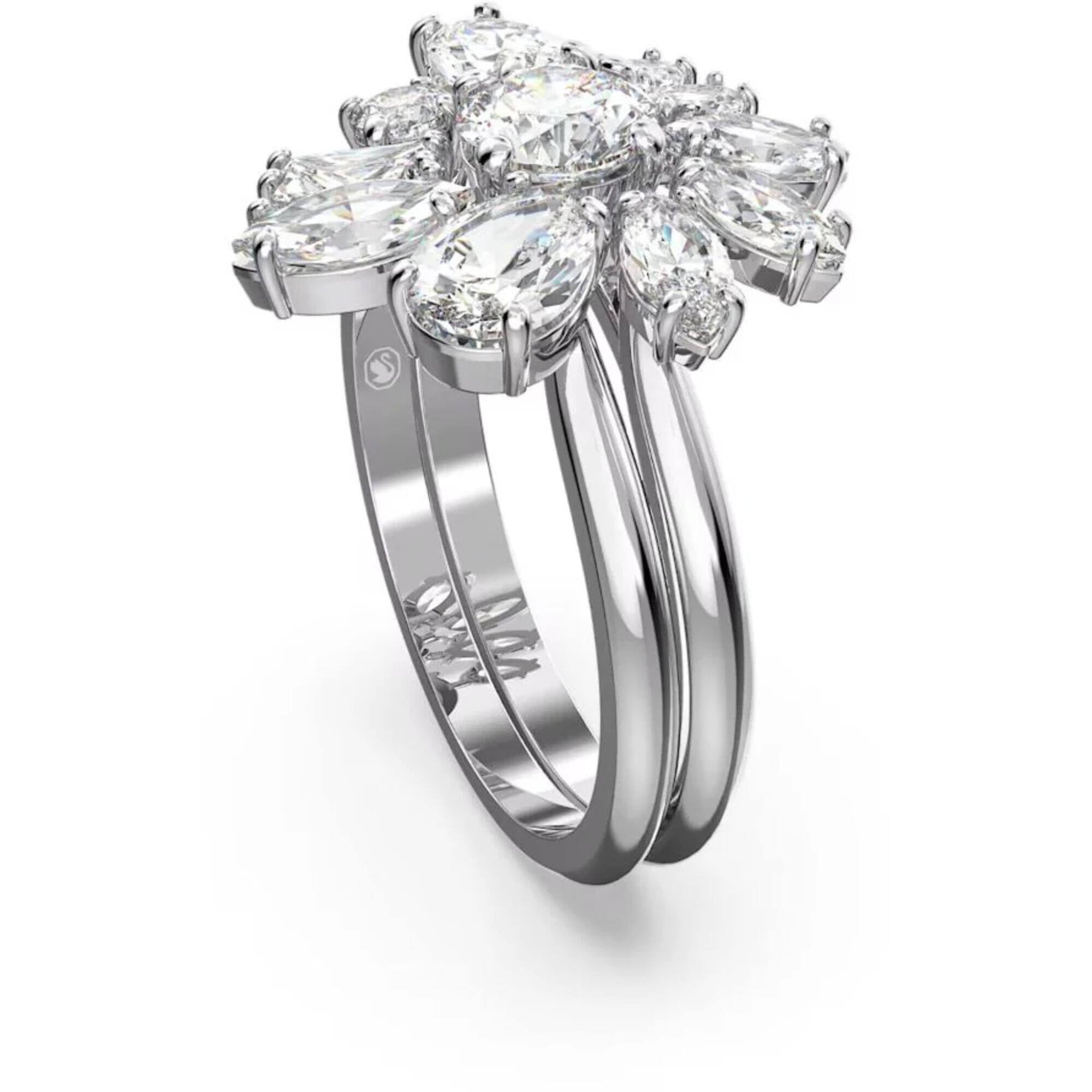 Swarovski Women's Ring - Gema Rhodium Plated with Clear Stones Cocktail | 5644661