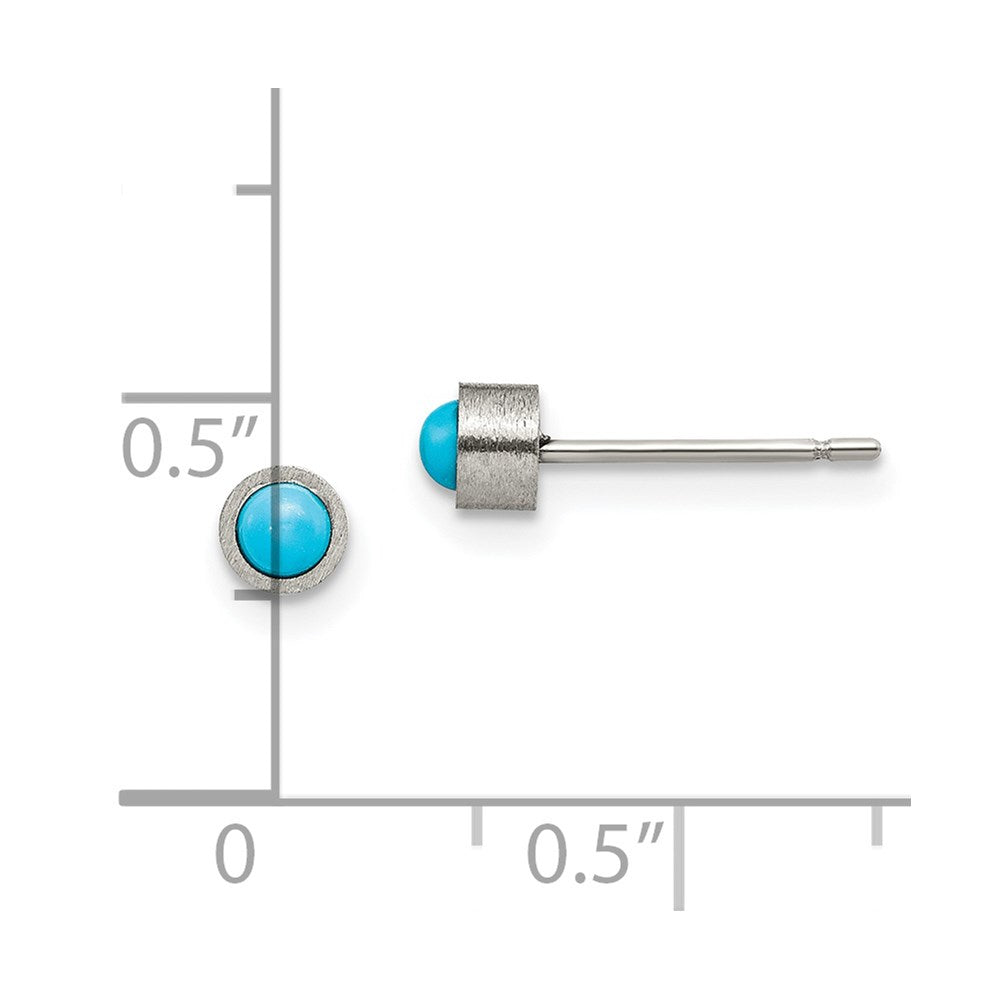 Titanium Brushed with Turquoise 4mm Stud Earrings