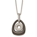 Polished Ceramic with CZ Titanium Pendant on Steel Necklace