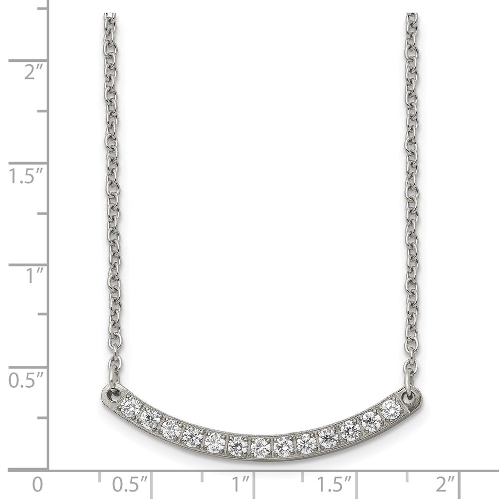 Titanium Polished with CZ Bar 20.5in Necklace
