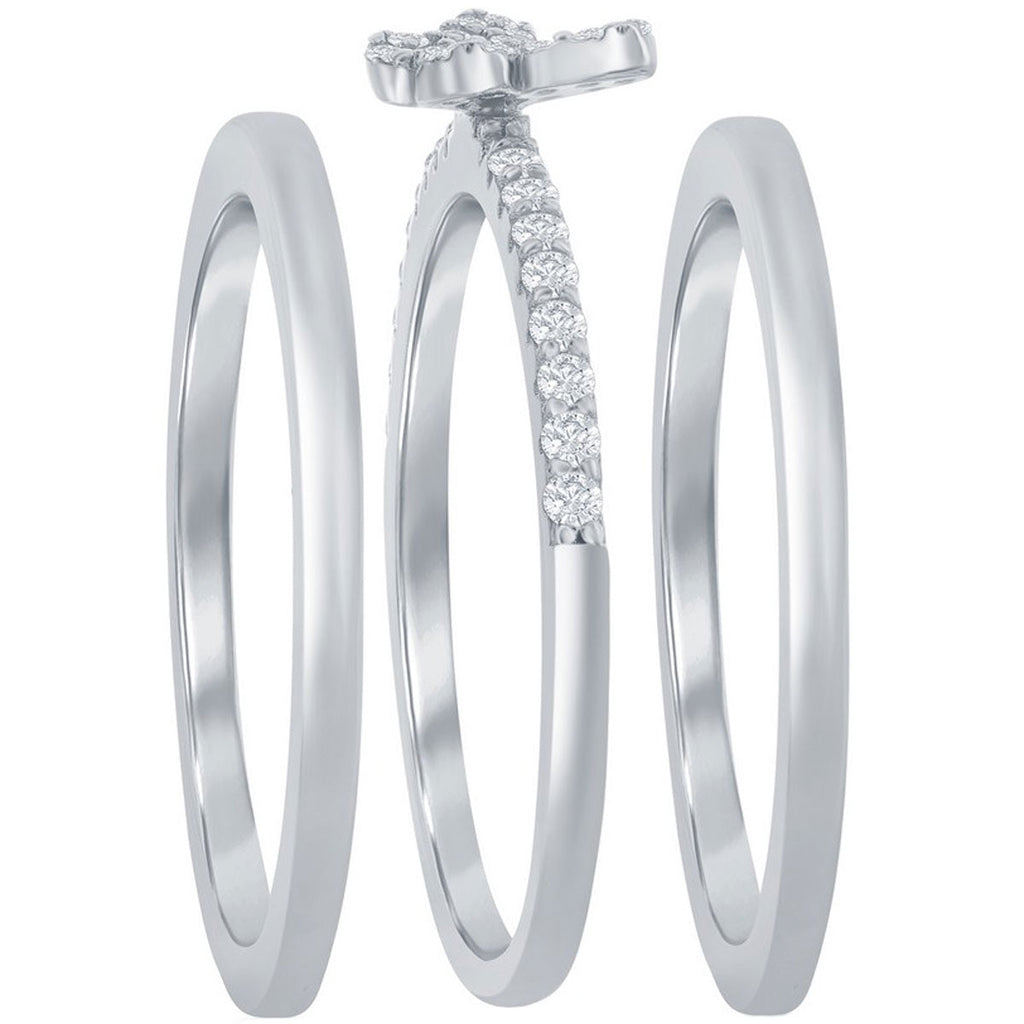 Classic Women's 3-pc Micro Pave CZ Butterfly Ring - W-2691