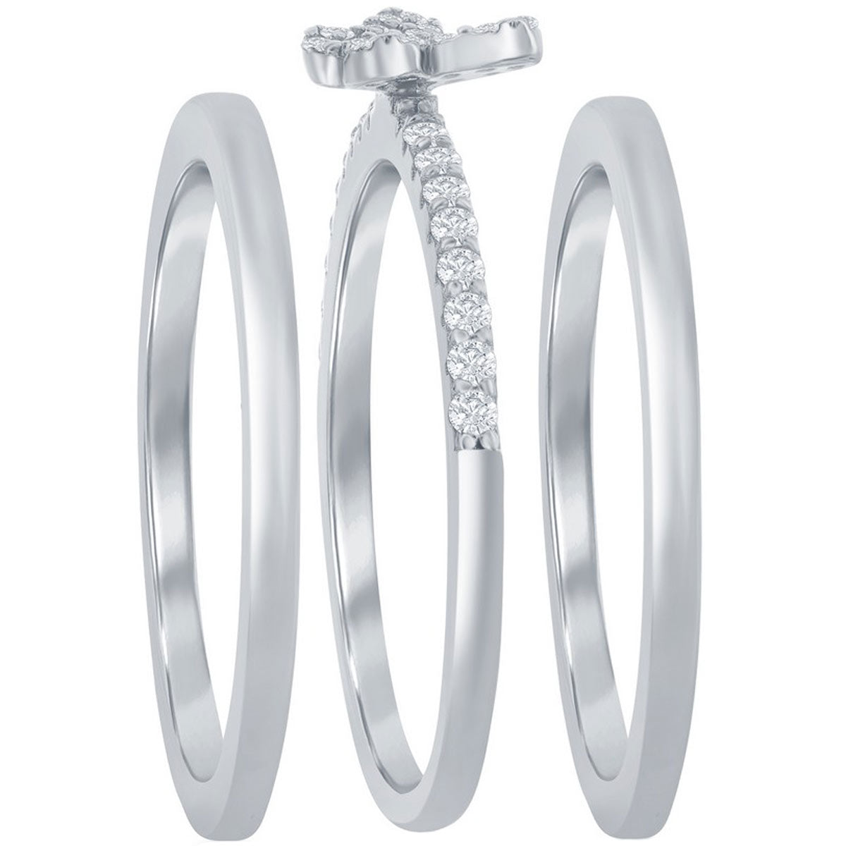 Classic Women's 3-pc Micro Pave CZ Butterfly Ring - W-2691