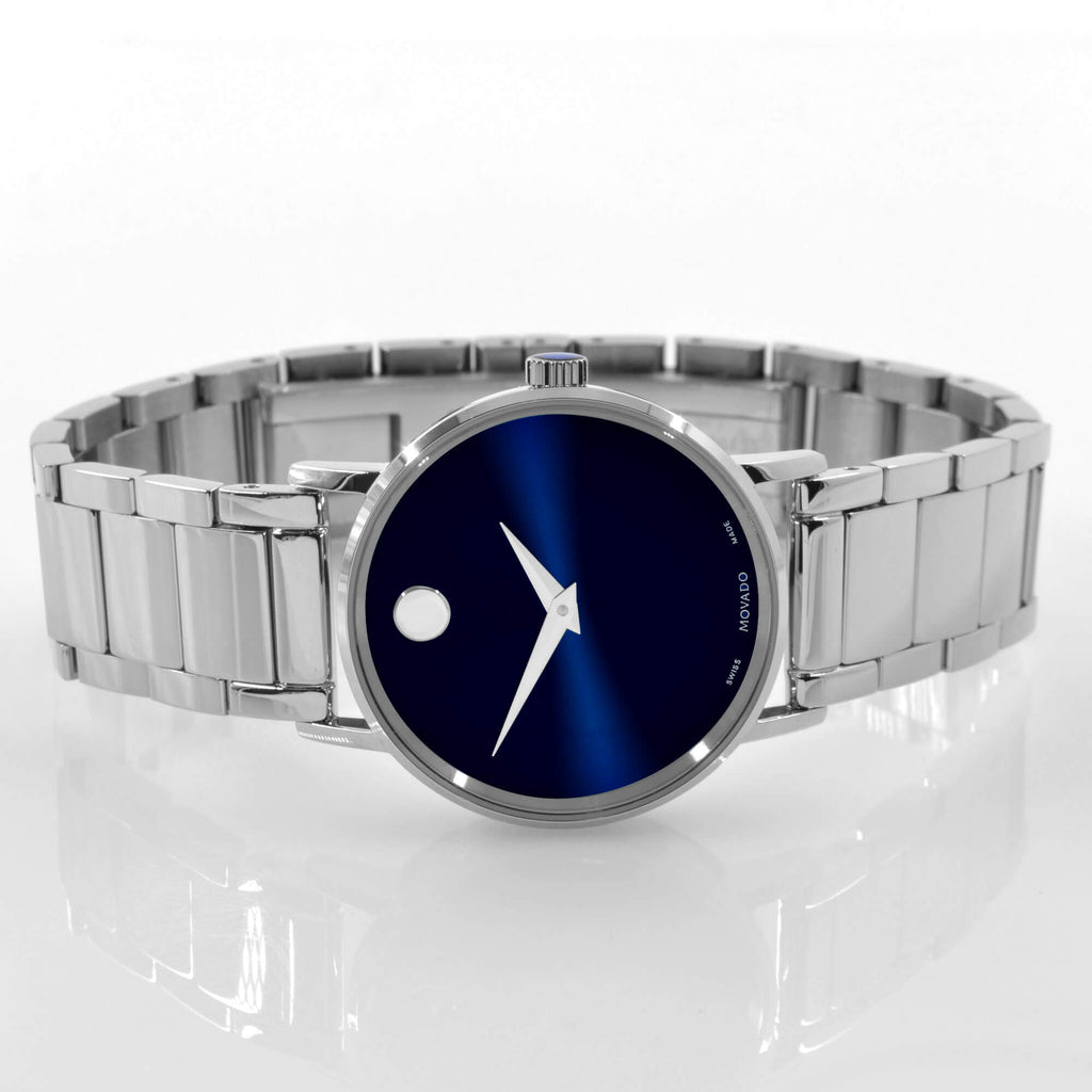 Movado Women's Quartz Watch - Blue Dial Silver Stainless Steel Bracelet | 0607235
