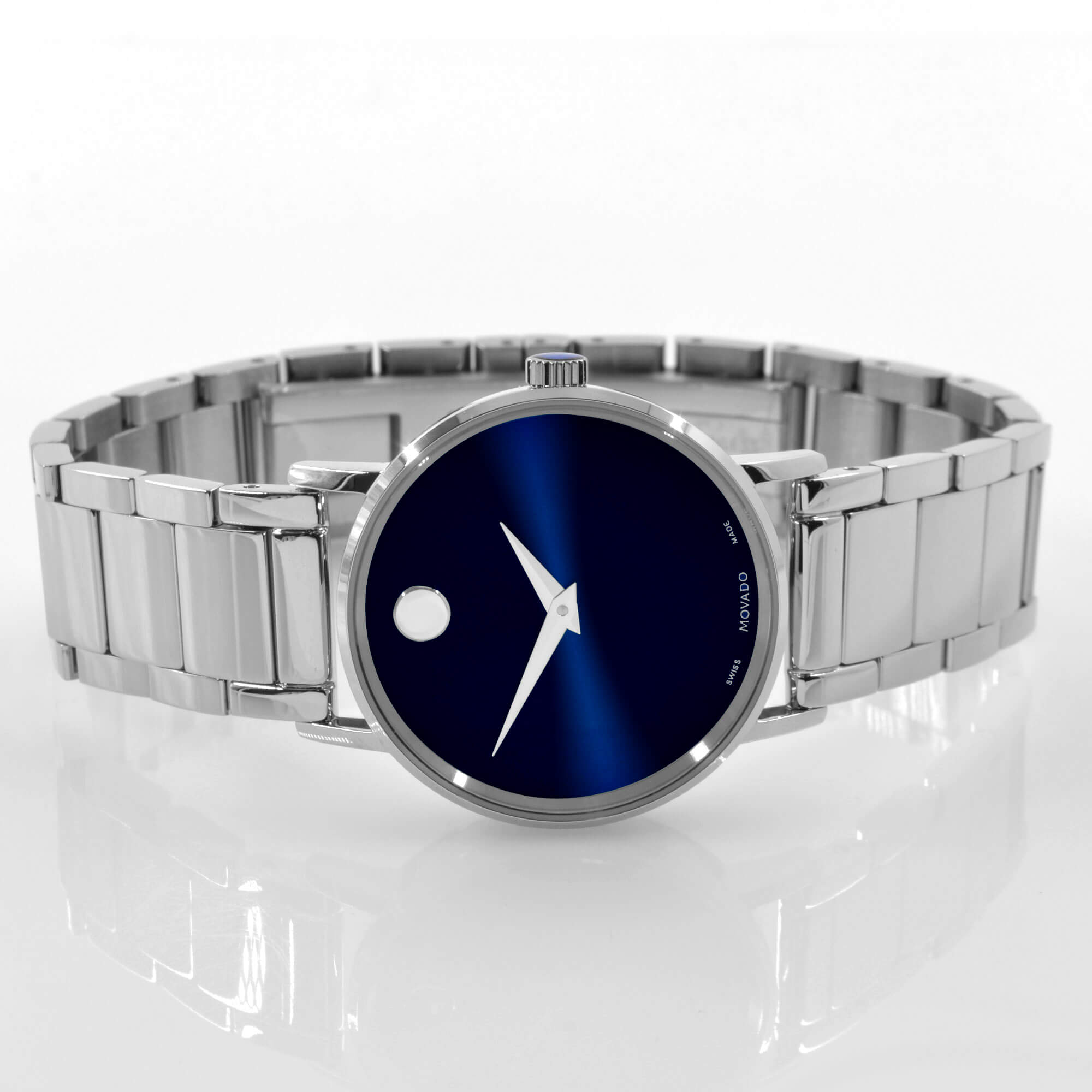 Movado Women's Quartz Watch - Blue Dial Silver Stainless Steel Bracelet | 0607235