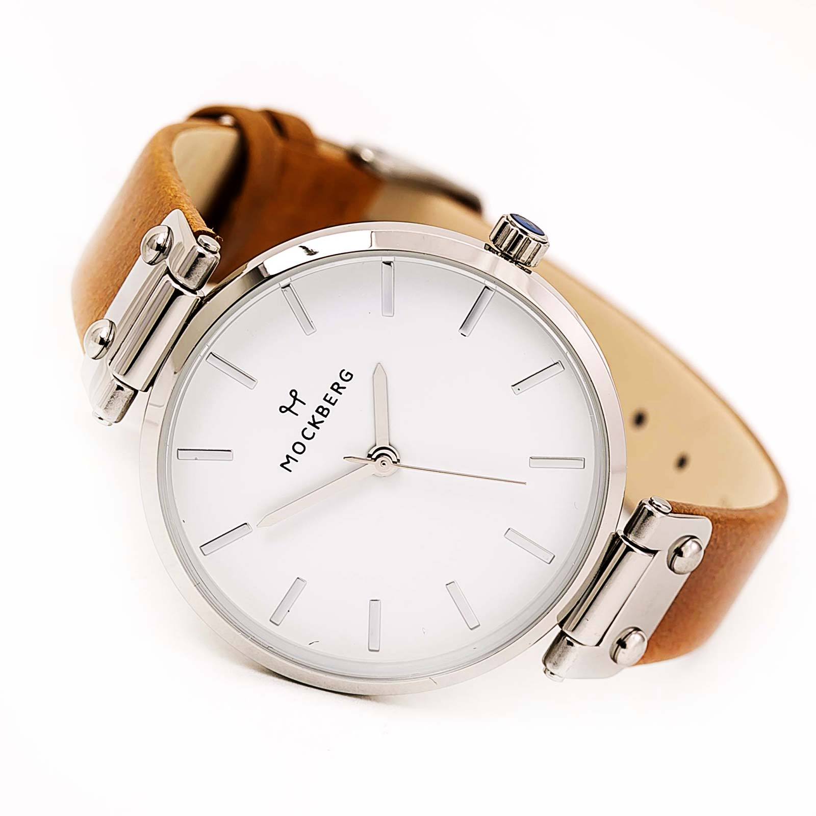 Mockberg MO1006 Women's Wera Brown Leather Strap Quartz White Dial Watch