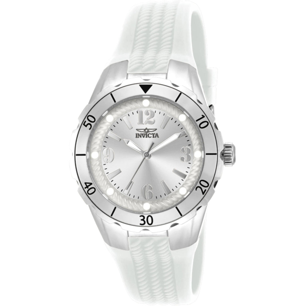 Invicta Women's Watch - Angel Silver Tone Dial White Silicone Strap Quartz | 17479