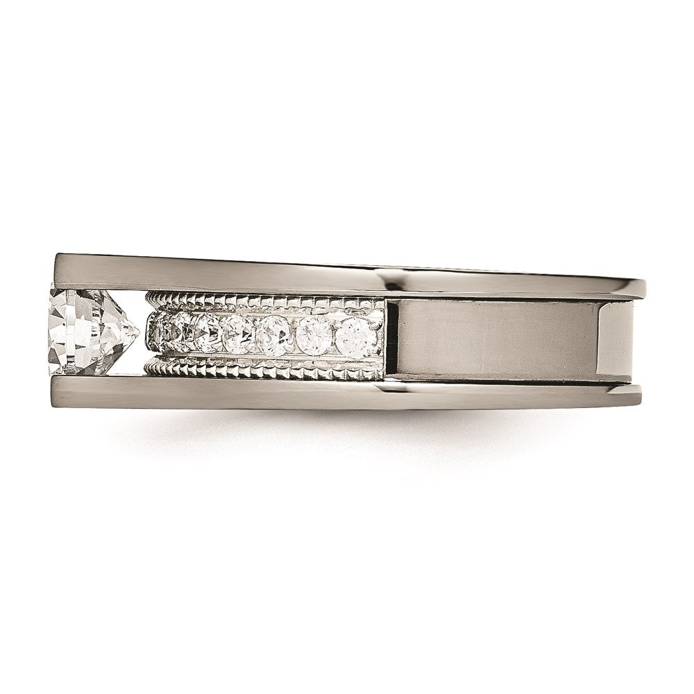 Titanium & Sterling Silver CZ Ring | TB376