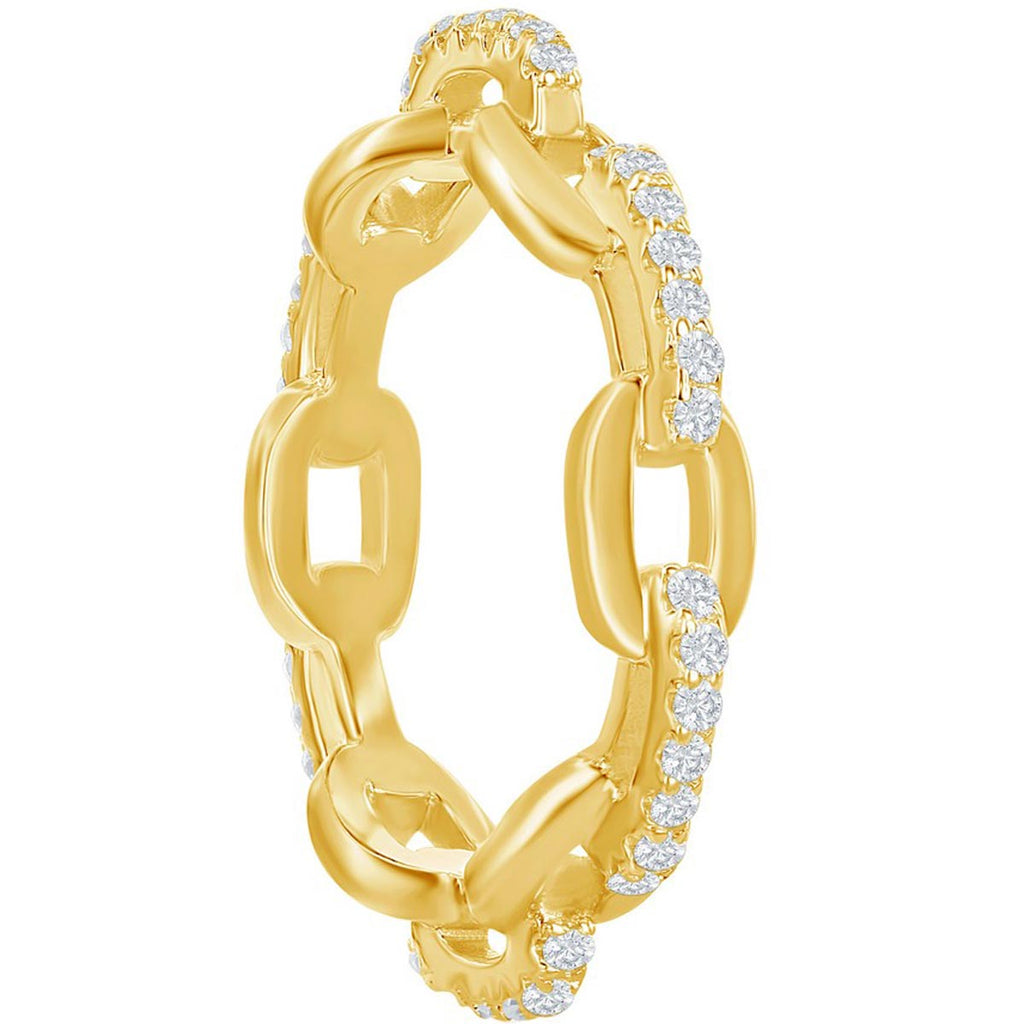 Classic Women's Gold Plated CZ Paperclip Ring - W-2665
