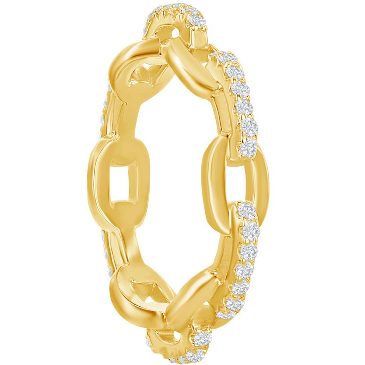 Classic Women's Gold Plated CZ Paperclip Ring - W-2665