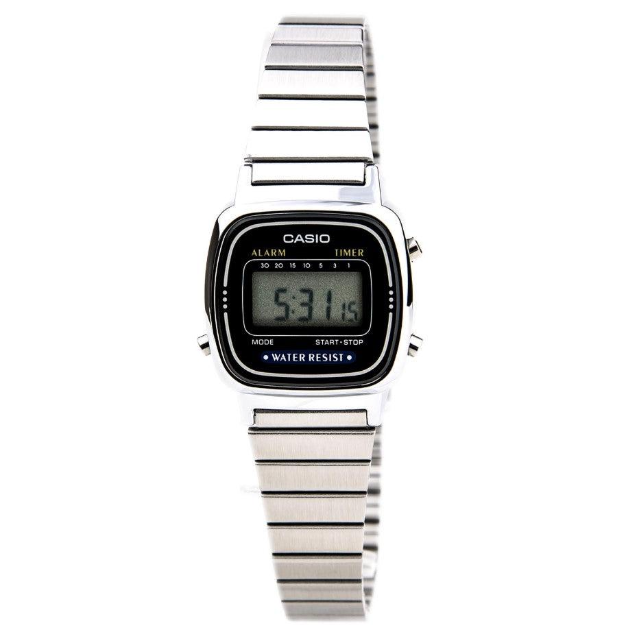 Casio Women's Classic Sports Grey Digital Dial Steel Bracelet Alarm Watch | LA670WA-1