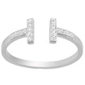 Classic Women's Silver Double T White CZ Ring - W-1262