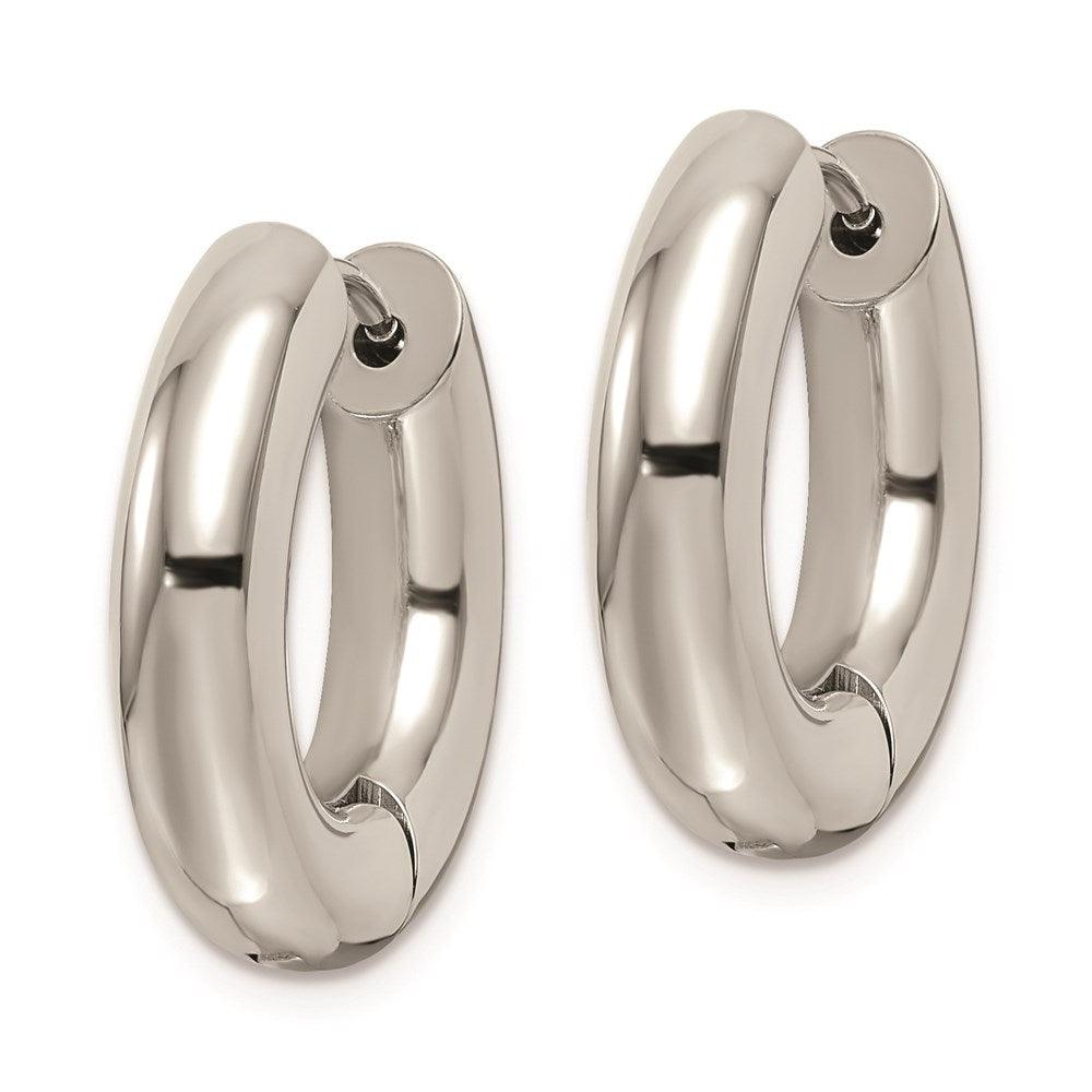 Stainless Steel Polished 5mm Hinged Hoop Earrings