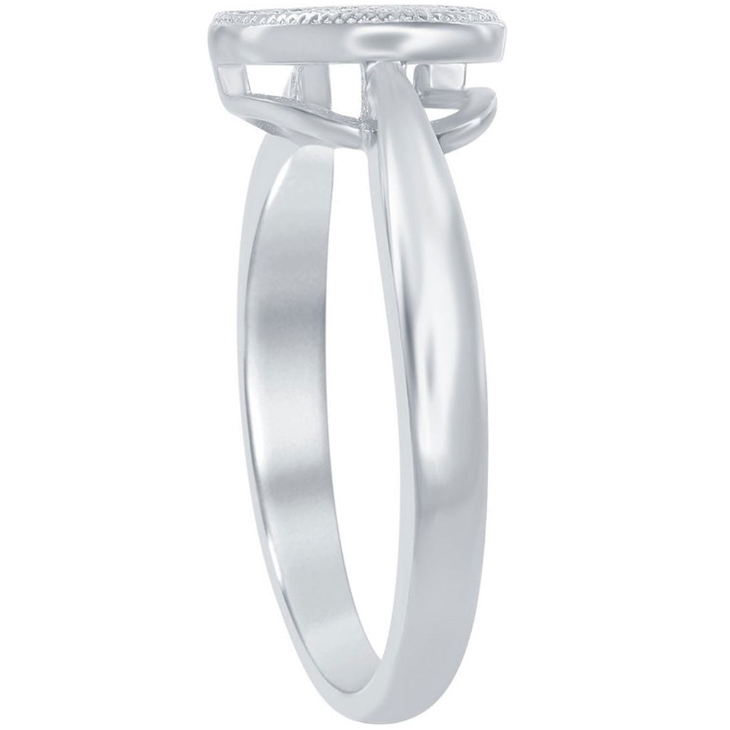 Classic Women's Silver Micro Pave CZ Heart Ring - W-9621