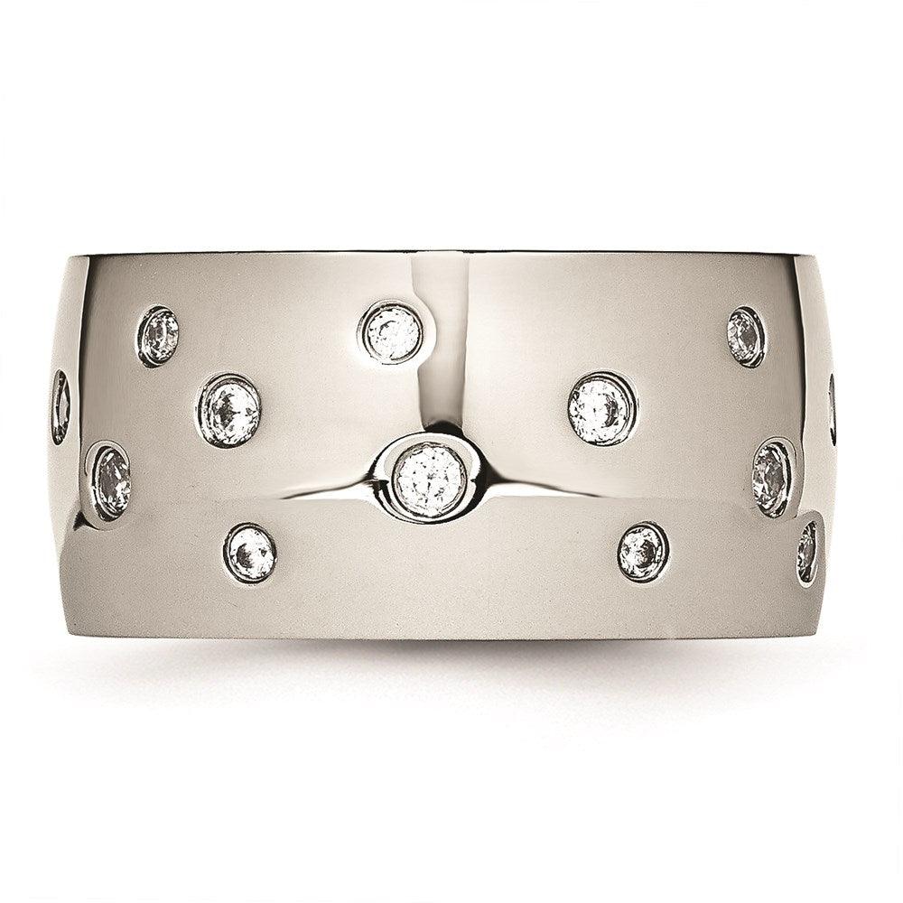 Stainless Steel Polished CZ Ring