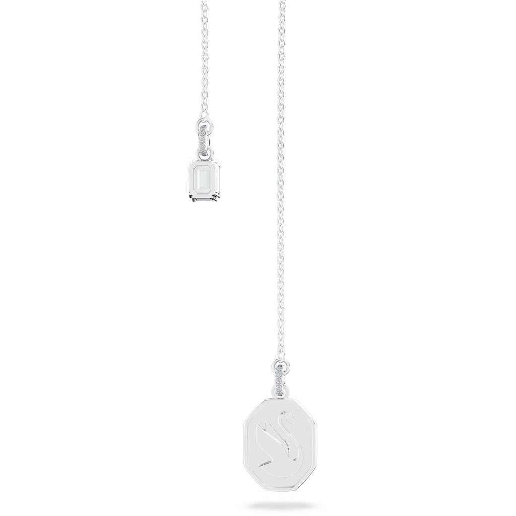Swarovski Women's Y Necklace - Signum Swan Rhodium Plated Blue Crystal | 5628544