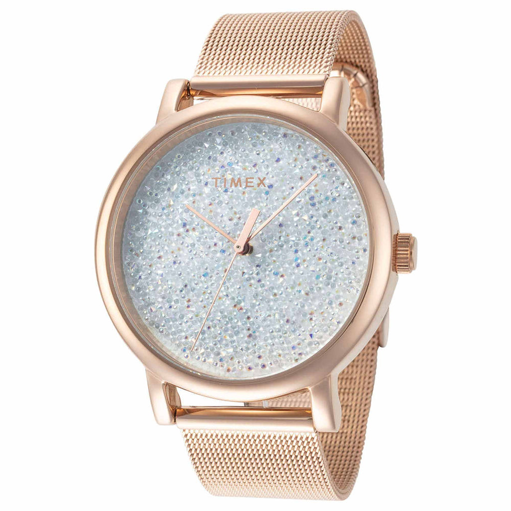 Timex Women's Watch - Crystal Opulence Rose Gold Steel Mesh Bracelet | TW2V31200VQ