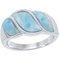 Sterling Silver Larimar Wave Design Ring, Size 9