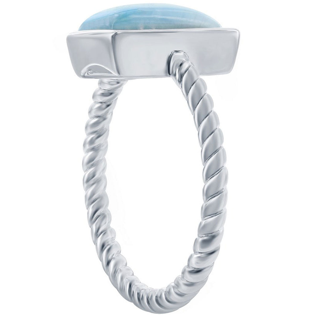Women's Ring - Rectangle Larimar Rope Design, Size 9 | W-2779-9