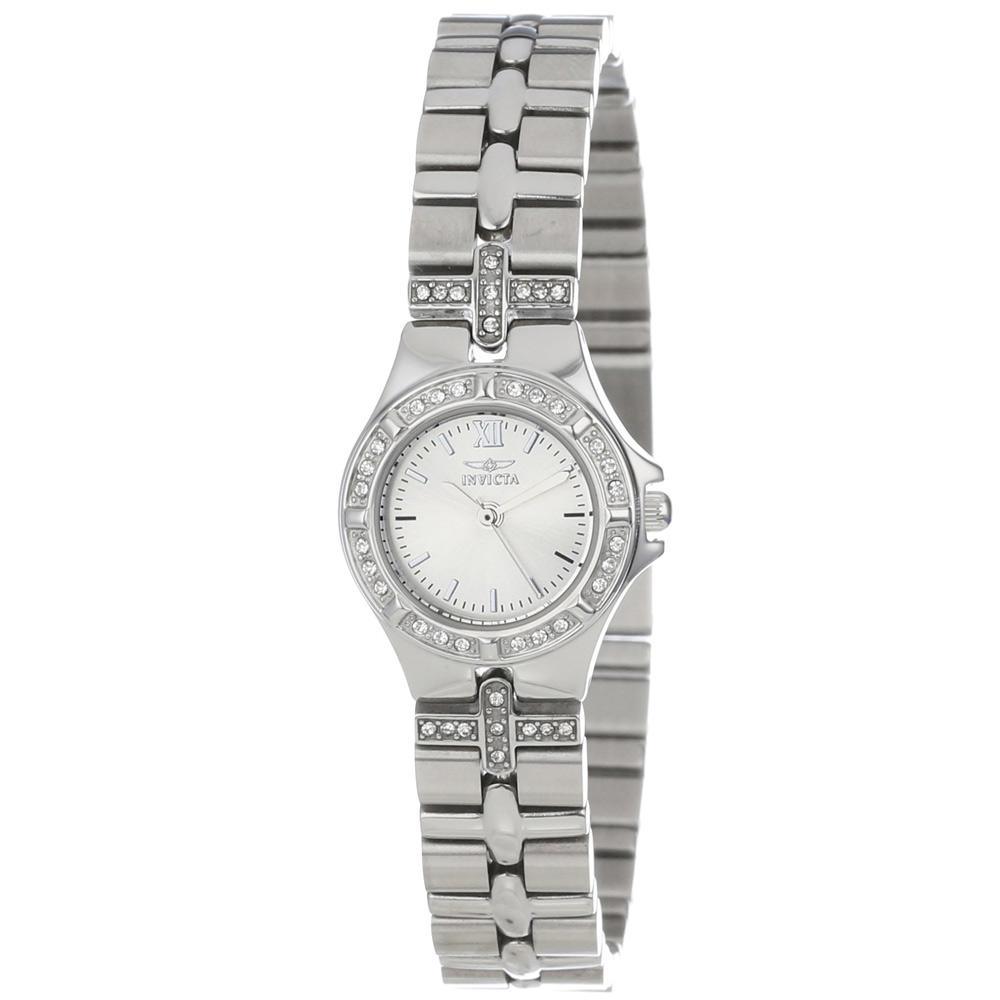Invicta 0132 Women's Steel Bracelet Swiss Quartz Wildflower Crystal Silver Dial Watch