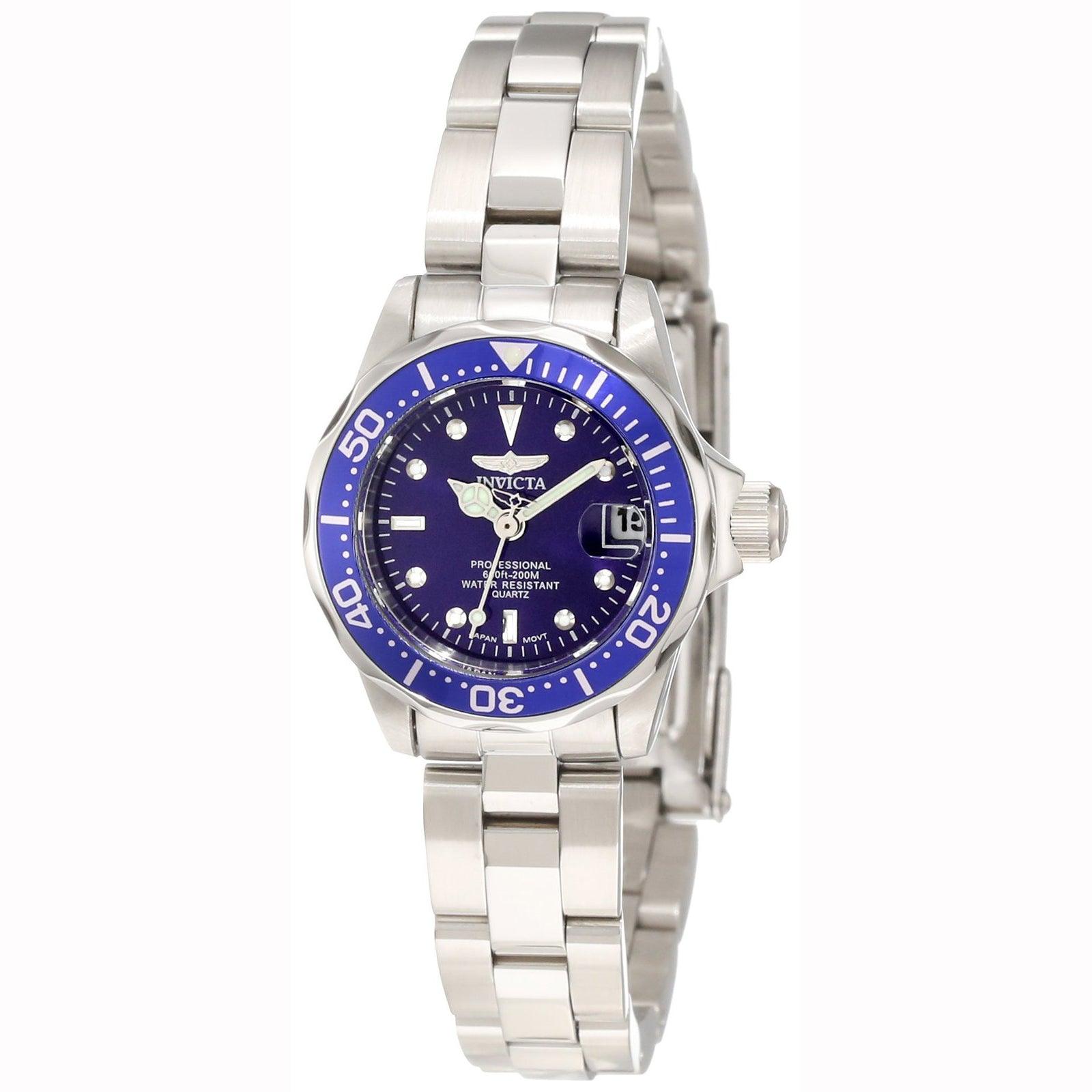 Invicta Women's Stainless Steel Watch - Pro Diver Bracelet Quartz Blue Dial | 9177