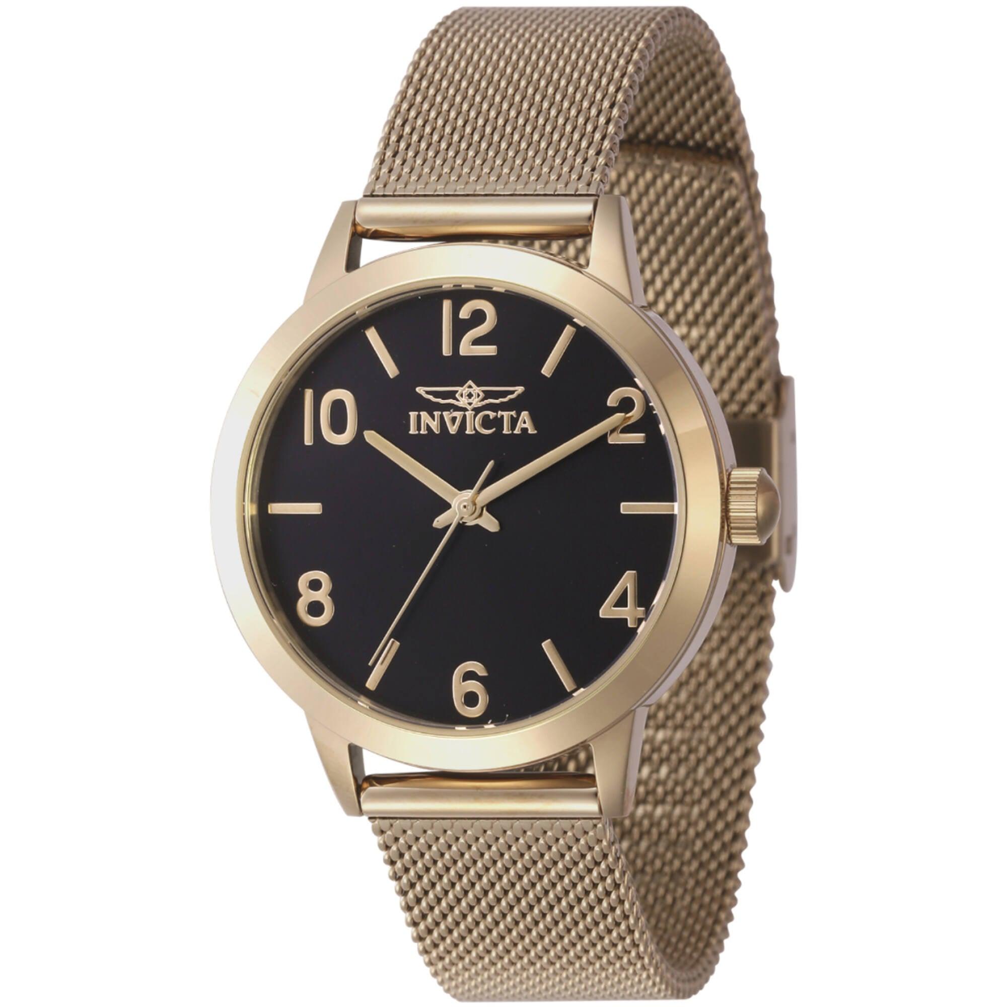 Invicta Women's Watch Set - Wildflower Black Dial Yellow Gold Mesh Bracelet | 47277
