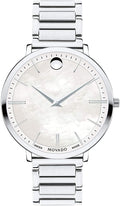 Movado 0607170 Women's Ultra Slim Black Leather Strap Black Dial Swiss Quartz Watch