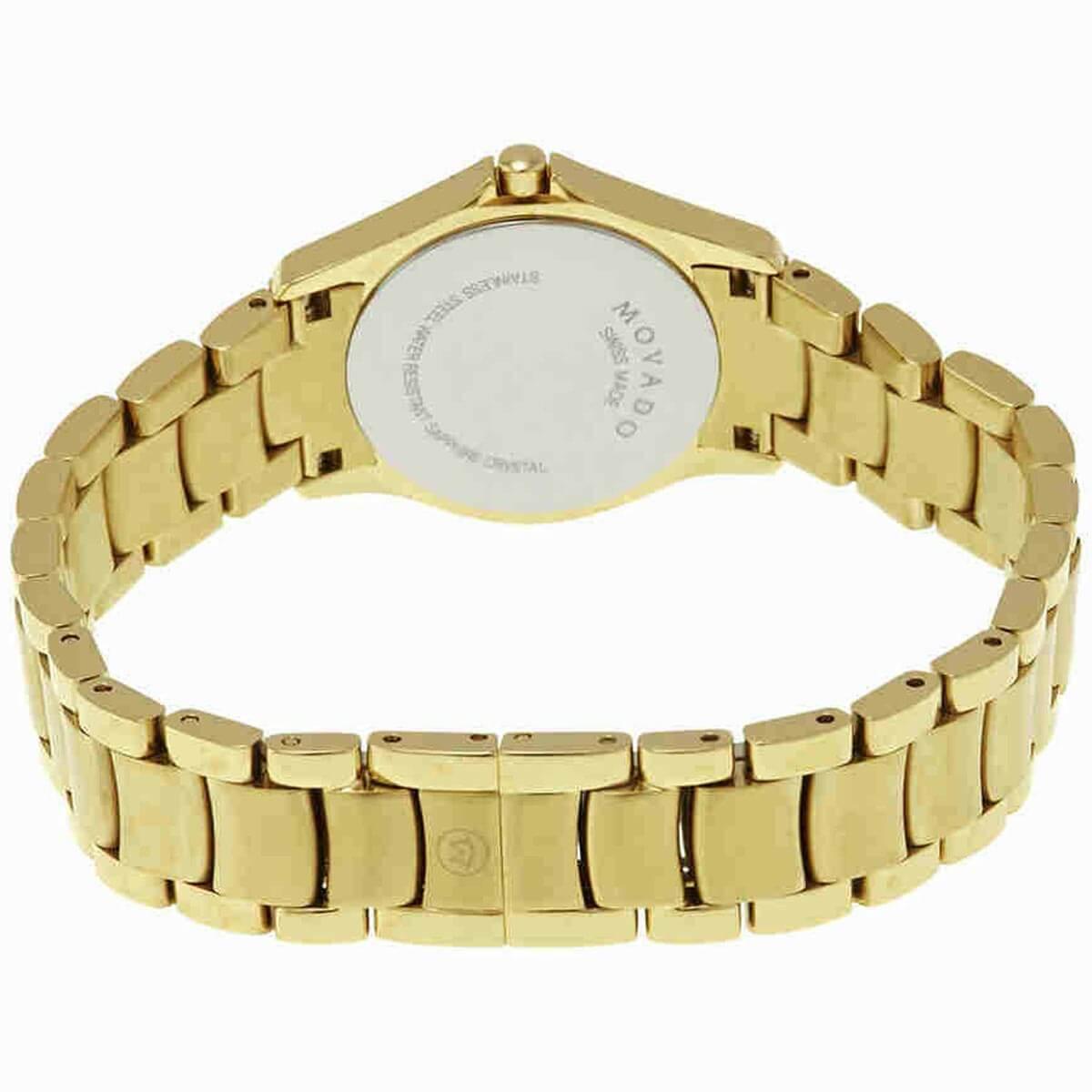 Movado Women's Diamond Watch - Masion Black Dial Yellow Gold Bracelet | 0607028