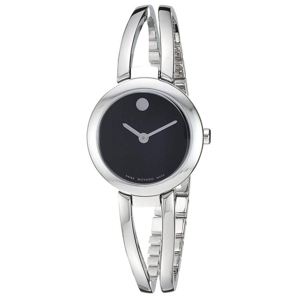 Movado Women's Quartz Watch - Amorosa Black Dial Stainless Steel Bracelet | 0607131