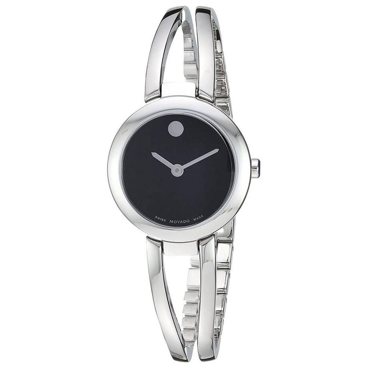 Movado Women's Quartz Watch - Amorosa Black Dial Stainless Steel Bracelet | 0607131