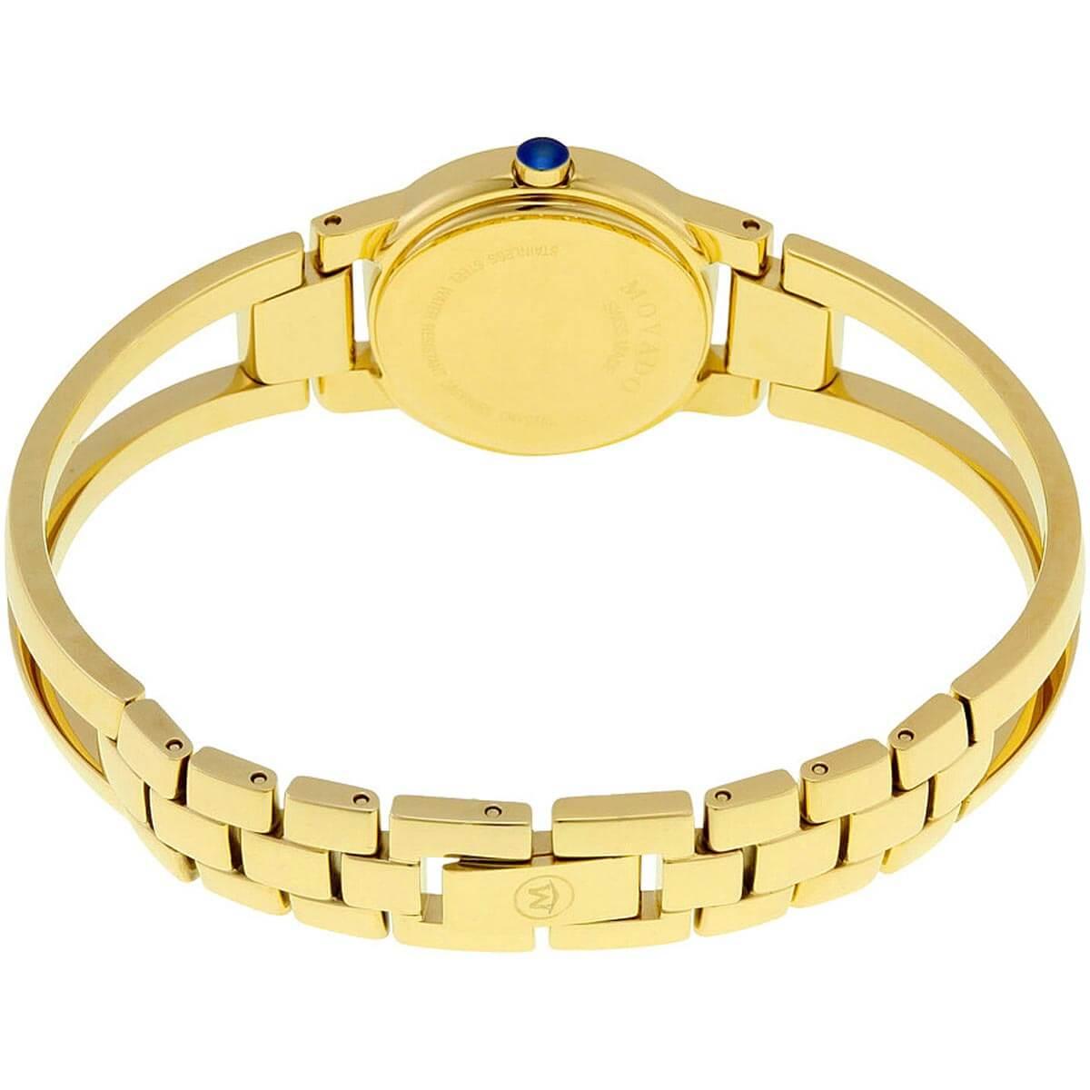 Movado Women's Quartz Watch - Amorosa Black Dial Yellow Gold Steel Bracelet | 0606946